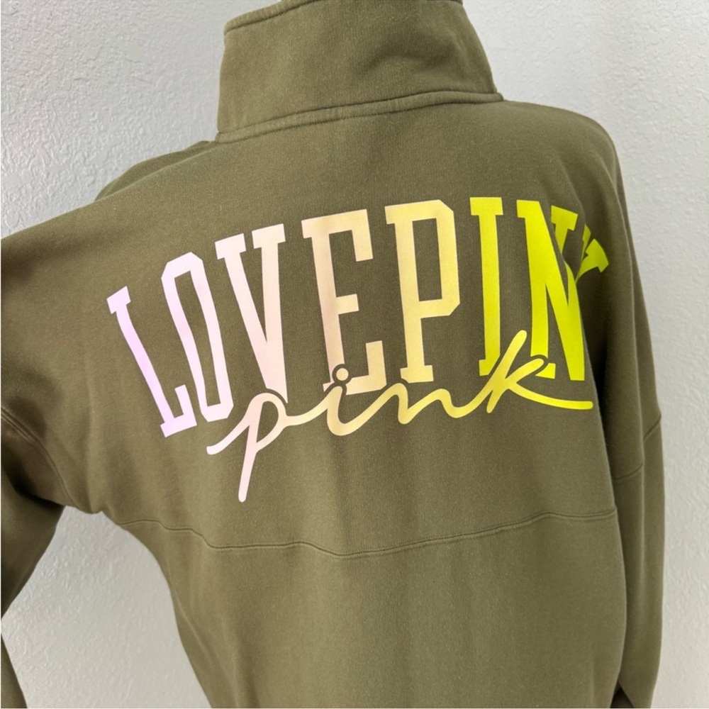 Pink Olive Green Half-Zip Pullover - image 4